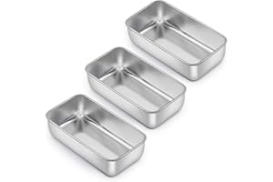 E-far Loaf Pan for Baking Bread, 9 x 5 Inch Stainless Steel Baking Loaf Pans, Metal Bakeware for Bread Meatloaf Cake Brownies, Healthy & Non Toxic, Easy Release & Dishwasher Safe - Set of 3