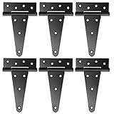 6 Inch T-Strap Shed Door Hinges, 6 Pack Heavy Duty