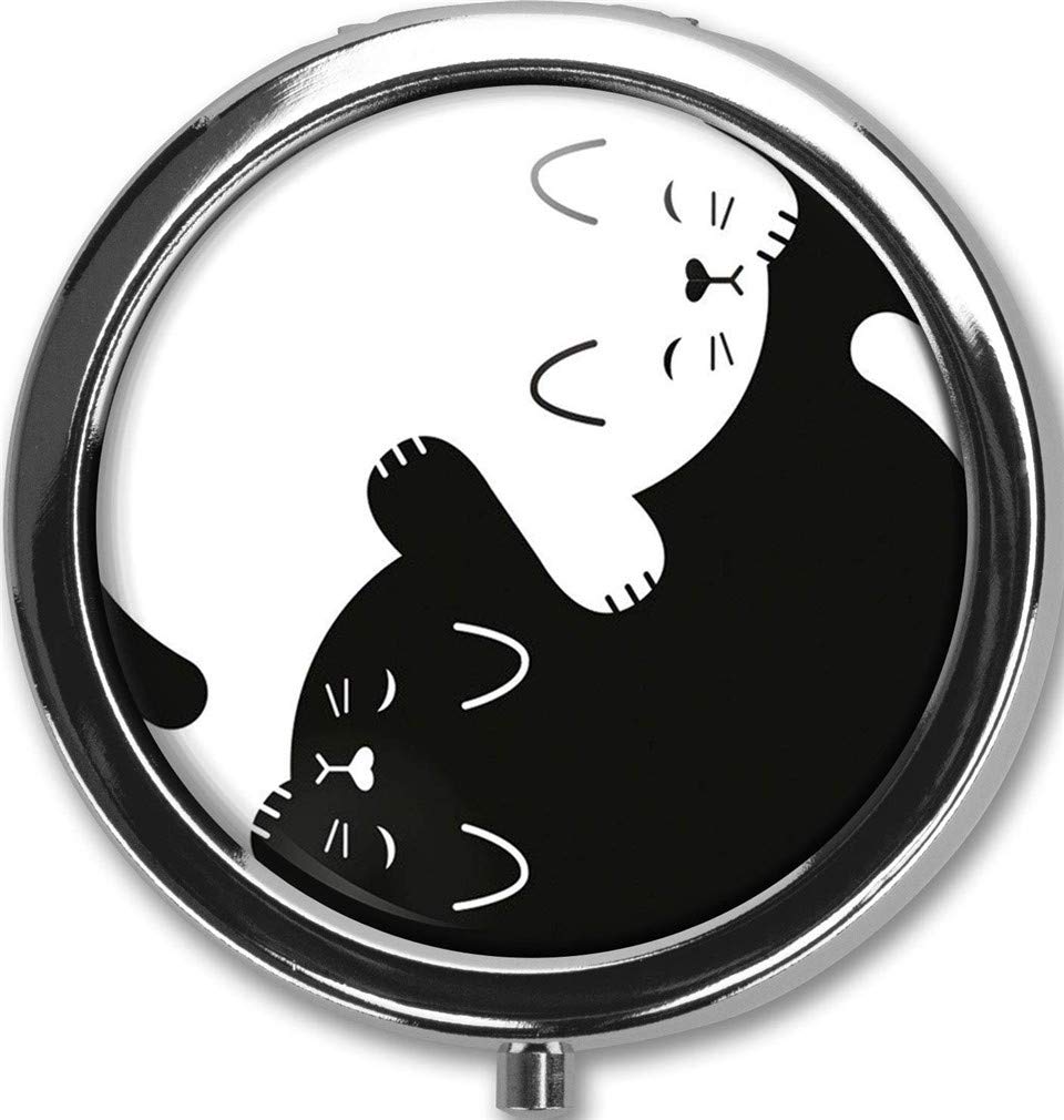 Round Medicine Box Portable Mini Metal Pill Case 2 inches Travel Little Pill Dispenser for Purse (style-36)