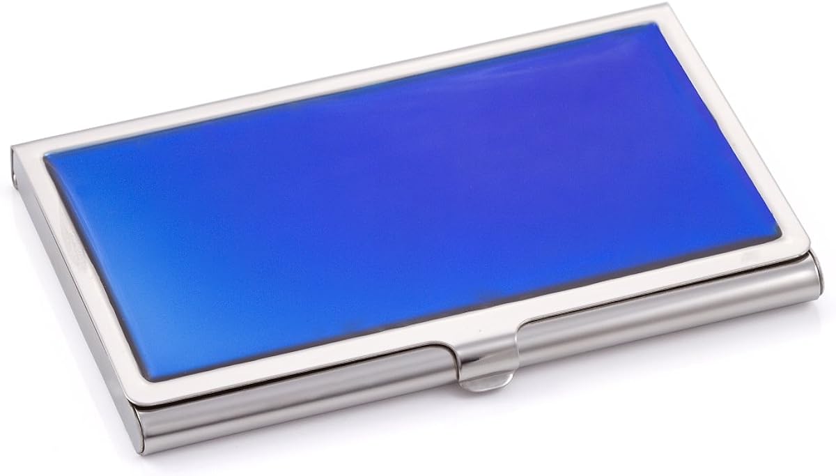 Royal Blue Enamel Stainless Steel Business Card Case - BigaMart