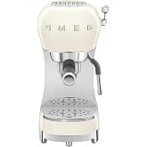 Smeg ECF02 Italian Espresso Machine &ndash; Manual 15-Bar Coffee Maker, Made in Italy &ndash; Retro Design with Steam Wand (Cream)