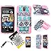 3 items Combo: ITUFFY(TM) LCD Screen Protector Film + Stylus Pen + 2 tone Design Dual Layer KickStand Tuff Impact Armor Hybrid Soft Rubber Silicone Cover Hard Snap On Plastic Case for HTC Desire 610 (4.7