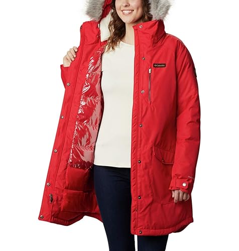 Columbia Women's Suttle Mountain Long Insulated Jacket, Red Lily