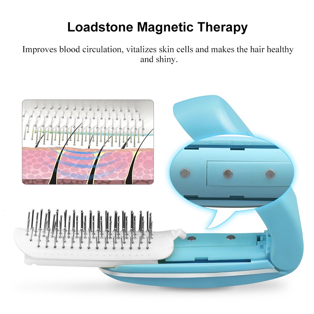 TOUCHBeauty Detangling Hair Brush Foldable Magic Hair Styling Comb for Women Vibration Scalp Massagers Hair Detangler Brush Anti-static built-in Mirror, Perfect Hair Scalp Treatments AS-1178