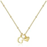 M MOOHAM Heart Initial Necklace for Women Girls - 14K Gold Plated Letter A-Z Pendant Necklace Dainty Heart Necklaces Tiny Initial Necklaces Birthday Gifts for Women Jewelry