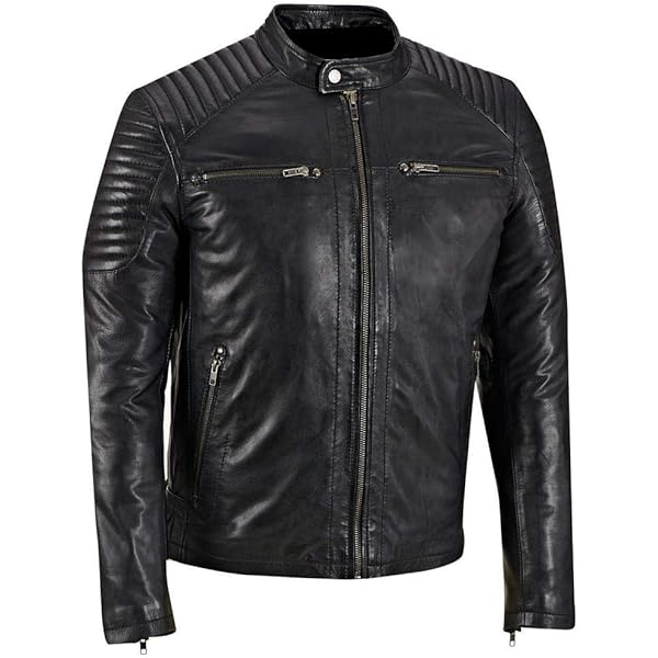 Men's Black New Zealand Lamb Leather Fashion Car Coat Jacket