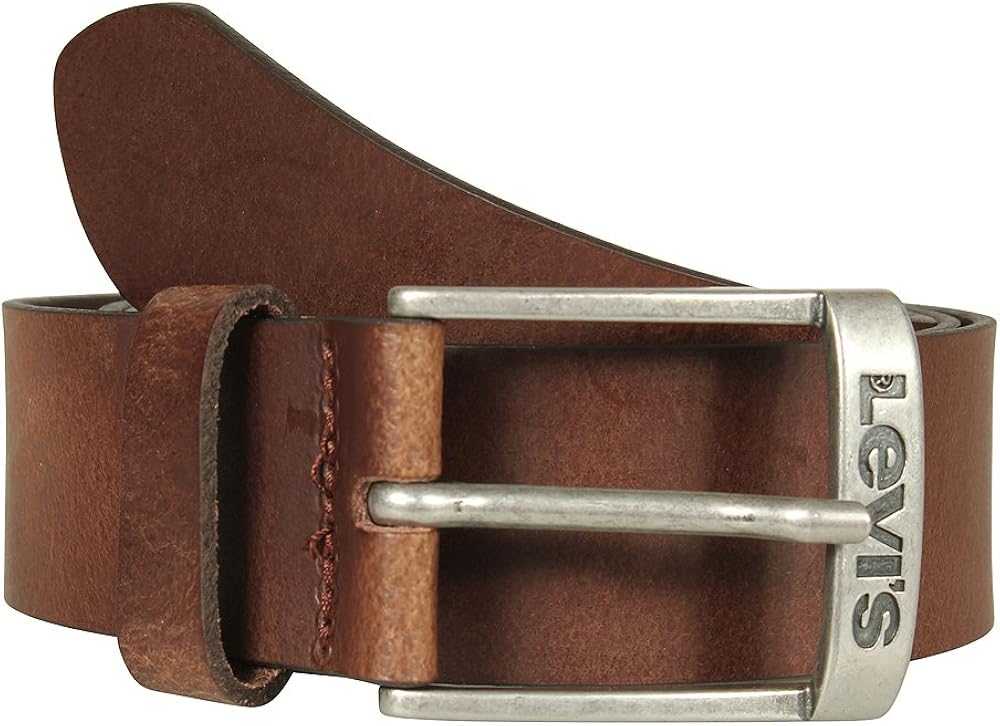 Mens Levis New Duncan Dark Brown Leather Belt 46 Amazon.co.uk Clothing