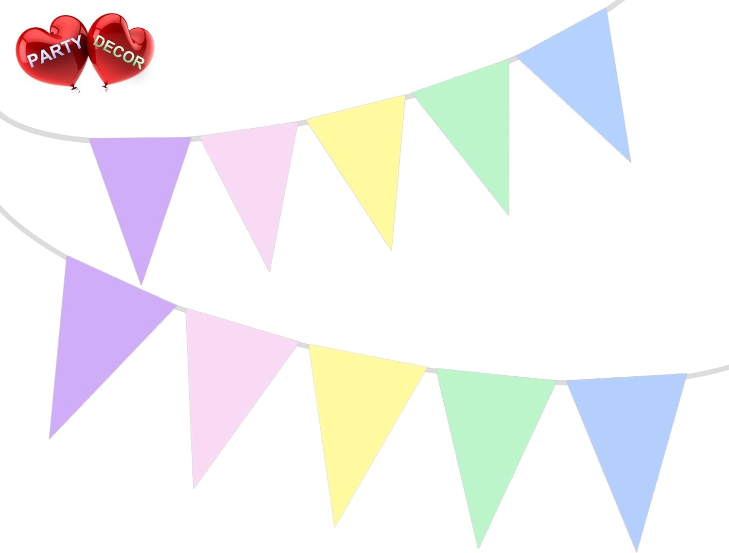 Party Decor Pastel Rainbow Coloured Bunting Banner 15 Flags For