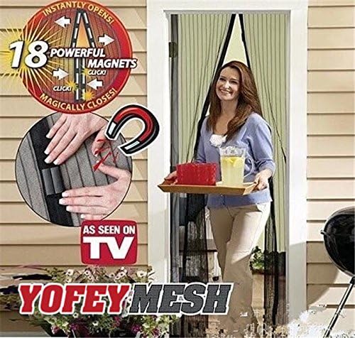 Magnetic Screen Door Black, Heavy Duty Mesh Protector 38" x 82" Inches, Seals With 18 Strong Magnets
