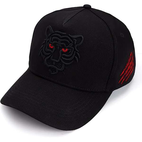 Tiger Hat Claw Scar Embroidered Baseball Cap Sun Hat (Black) at