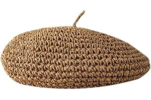SUNTRADE Women's Knit Beret Hat, French Summer Straw Beret Bennie Artist Crochet