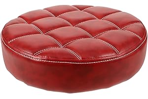 PRETYZOOM 13-Inch Round Bar Stool Seat Cushion Replacement, PU Foam Soft Seat Cover Pad for Canteen, Home, Dining Rooms, Cafes, Bars Adjustable Height Stool Accessories, Non-Silp, Red