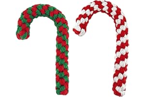 Christmas Dog Rope Toy, Candy Cane Design, Cotton Chew Toy for Medium and Large Dogs, Red Green White