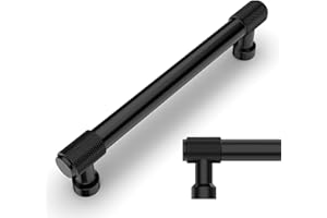 Amerdeco 10 Pack Matte Black Knurled Cabinet Pulls 6.3 Inch(160mm) Hole Center Kitchen Cabinet Handles Drawer Pulls Cabinet Hardware ZH0034