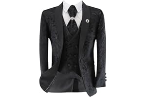 SIRRI Boys Floral Paisley Tuxedo Dinner Suit, 5 Piece Set for Pageboy Weddings & All Special Occasions