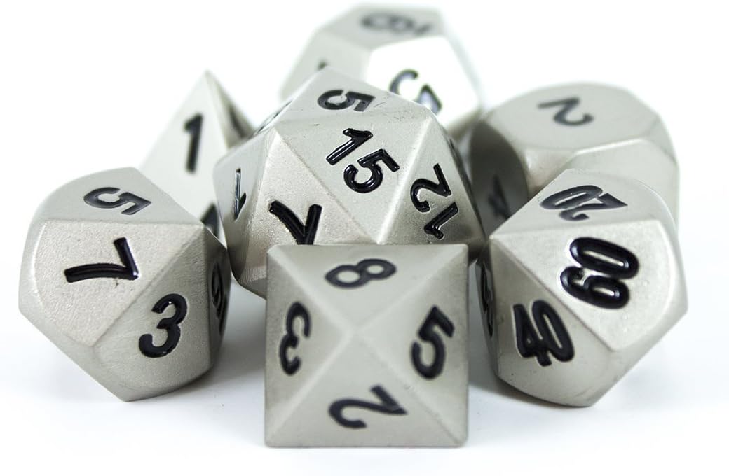Paladin Roleplaying Silver Metal DnD Dice - Full Polyhedral Set - In Presentation Case, 12mm to 20mm - Image 5