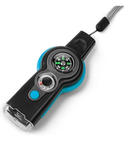 Sifflet d'urgence avec Longe Lampe Boussole Thermomètre 7 en 1 Sifflet