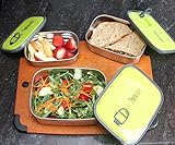 Stainless Steel Lunch Box with leak Proof Lid, Food Storage Containers, BPA Free and Non Toxic (Set of 3 in 1) - Color Green