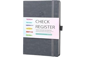 LLI CUFITE Large Lined Check Register for Personal Checkbook, B5 7.5''x10'' Ledger Transaction Register Log Book for Small Business & Bank Checking Account, Track Income & Expense, Debit Card, PU Hardcover 2024