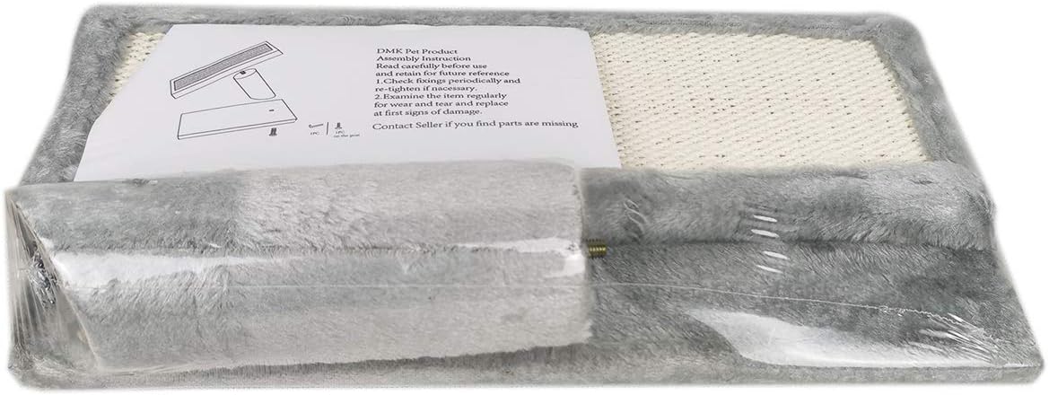 Dimaka Incline Cat Scratching Pad, Angle Scratcher with Natural Sisal Mat, Fabric Cover with Teasing Feather Toy : Pet Supplies
