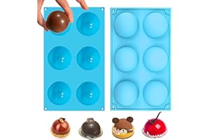 EDDHOMES Hot Chocolate Bomb Mold Silicone 2.5 inch Chocolate Sphere Mold Chocolate Ball Molds Hot Cocoa Bomb Molds Large Round Chocolate Mold Semi Sphere Silicone Mold Chocolate Half Dome Mold (Blue)