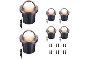 Varmtalys Landscape Well Light, LED Low Voltage In Ground Lights, IP67 Waterproof 12V Outdoor, Single Side 6W 420LM Aluminum ORB for Pathway Lawn 6 Pack