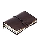 Cuaderno de notas de cuero ,Diario de Viaje Libreta Cuaderno Vintage,Diario Cuero Hecho a mano,Cubierta de Cuero de la Vendimia Retro Jotter Diary,13.5cm × 10.5cm, 5.1 × 4.1'' (Marrón oscuro)