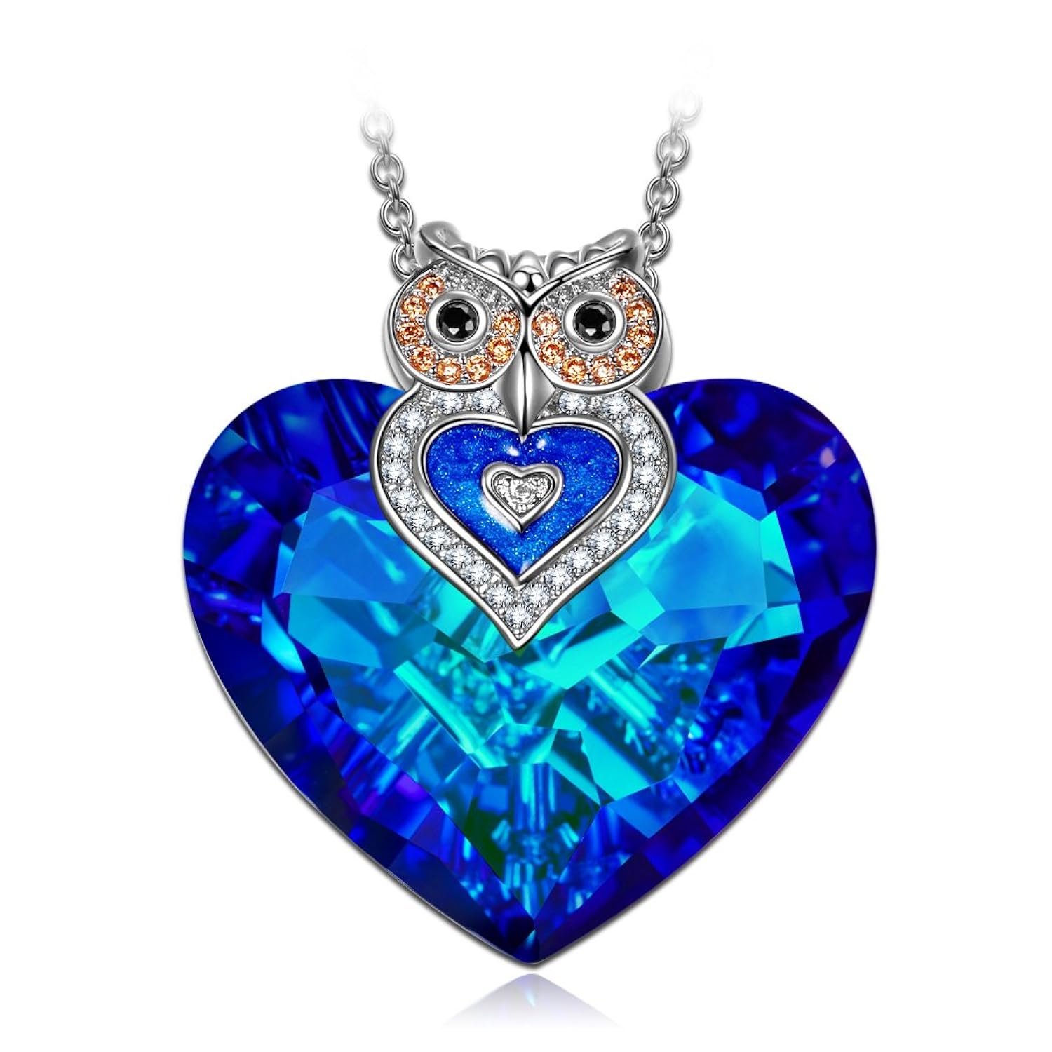 J NINA Búho de Minerva Collar pendiente de mujer fabricados con cristales