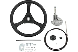 CARMOCAR Outboard Steering Rotary System Boat Kit with 13.5 Inch Steering Wheel,3/4" Tapered Shaft,10 Feet Boat Cable for Marine Outboard