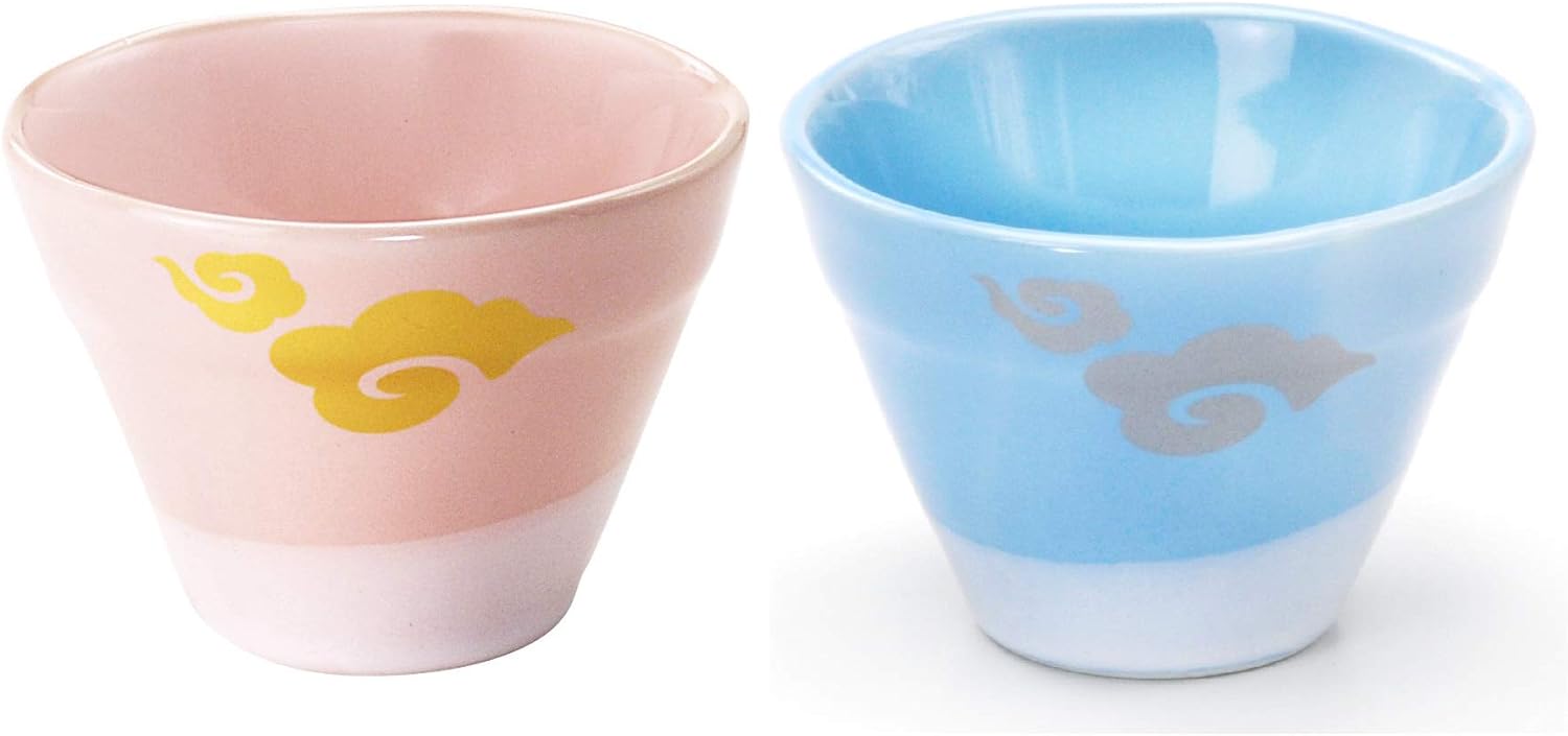 Amazon Com Kanese Japanese Porcelain Mino Yaki Mount Fuji Shaped Cup Set Of 2 Cups Pink And Blue Japan Import Fg 31 Fg 32 Home Kitchen