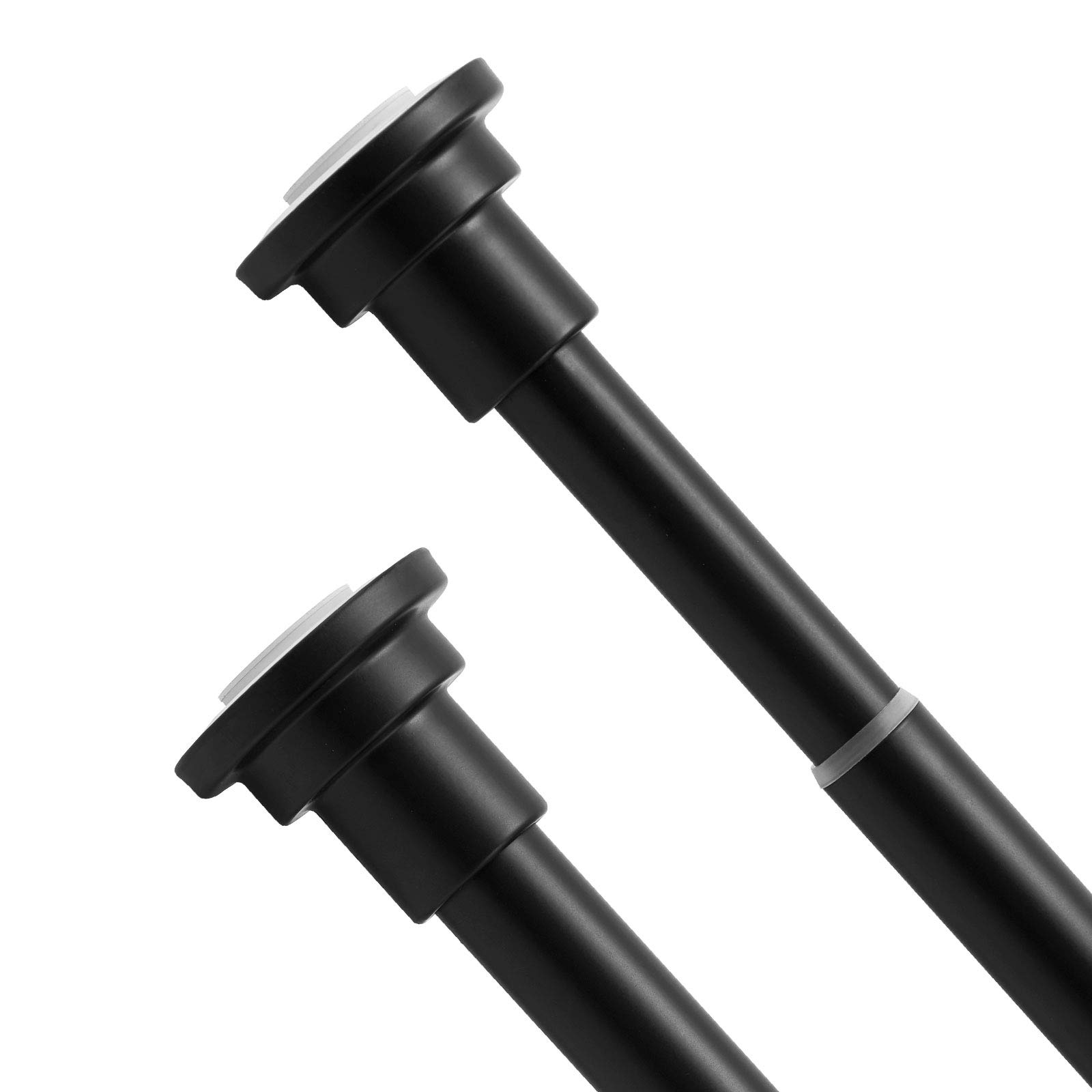 Telescopic Spring Tension Rod Extendable Length 83-150cm for Bathroom Bathtub Kitchen Wardrobes Doorways, Heavy Duty Rust-Resistance Adjustable Hanging Pole with No Drilling, Matte Black