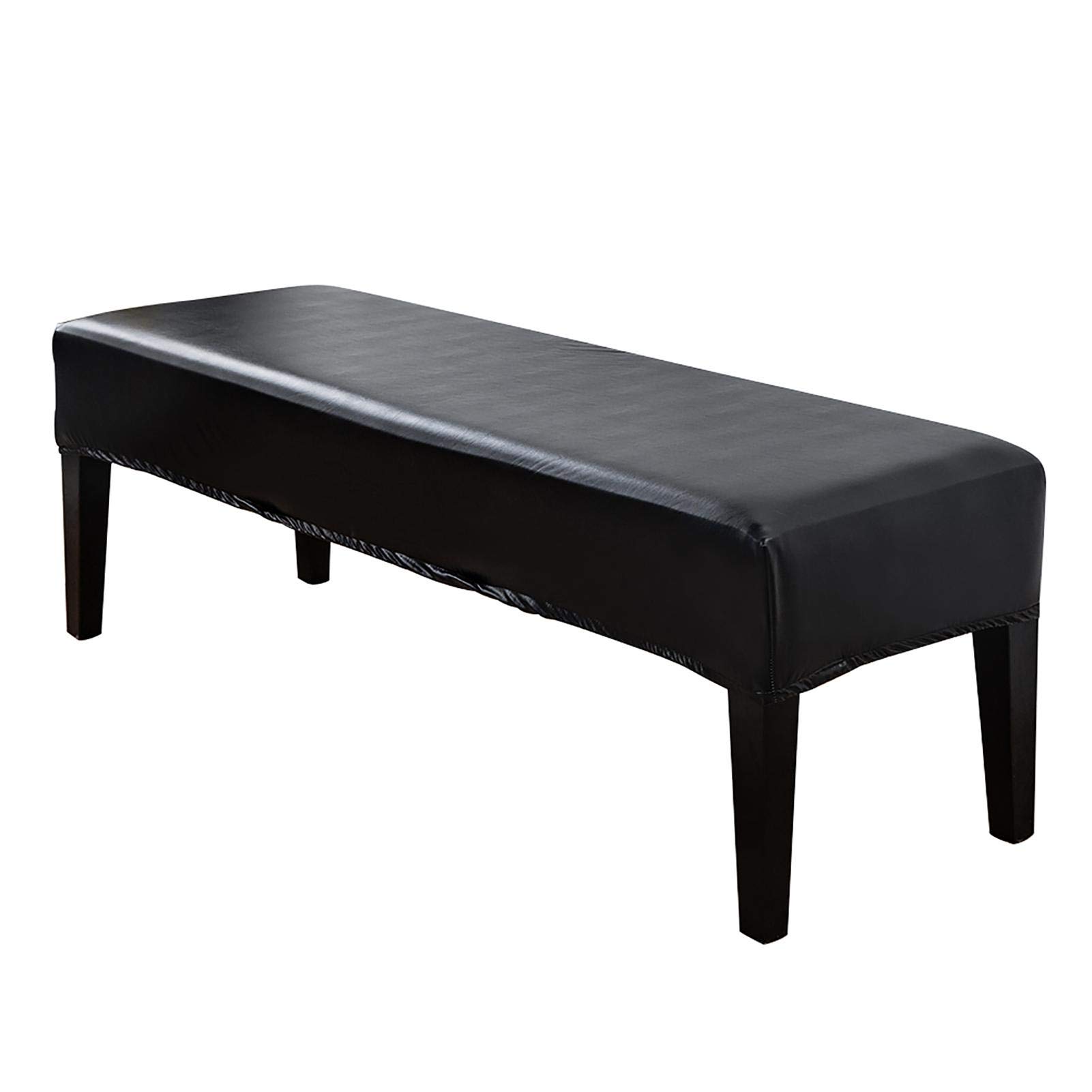 Photo 1 of Tookie PU Leather Soft Stretch Dining Bench Cover, Waterproof Elastic Removable Seat Cushion Slipcover for Kitchen Dining Bench Seat Protector (Black)