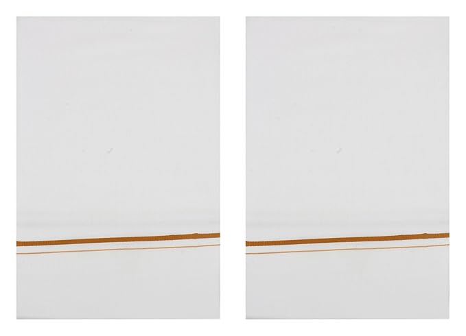 Men's Cotton Dhoti (White, Set of 2, 2 meters)