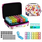 GZWENHAN 31-Day Monthly Pill Organizer with 3 Daily Compartments, Travel Medication Box with Pill Cutter, AM PM Storage Case (Butterfly 31-Day Medicine Storage Box)