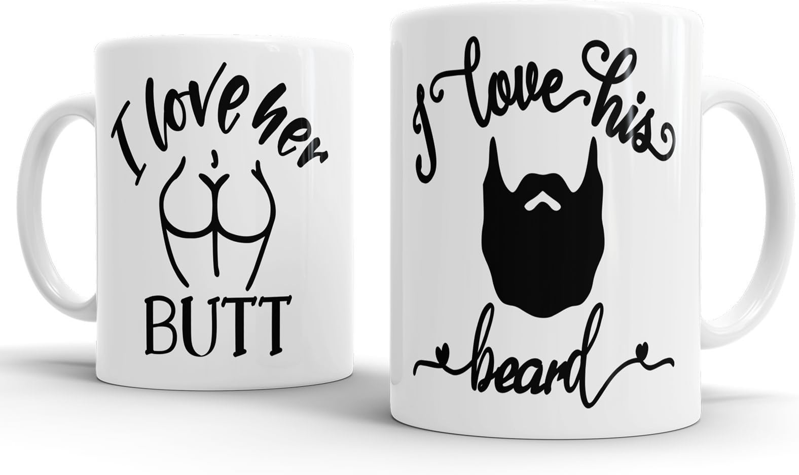 I Love Her Butt His Beard Valentine's Wedding Anniversary Novelty Coffee Mugs
