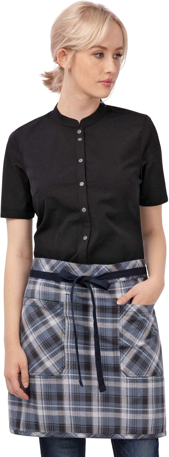 Chef Works mens Unisex Olympia Half Bistro Aprons, Navy, 19 L X 31.7 W US: Clothing