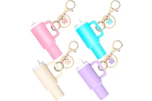 Pyotivol 4pcs Mini Tumbler Keychain for Stanley Cup Chapstick Lip Balm Holder Key Chain Charms for Women Purse Handbag