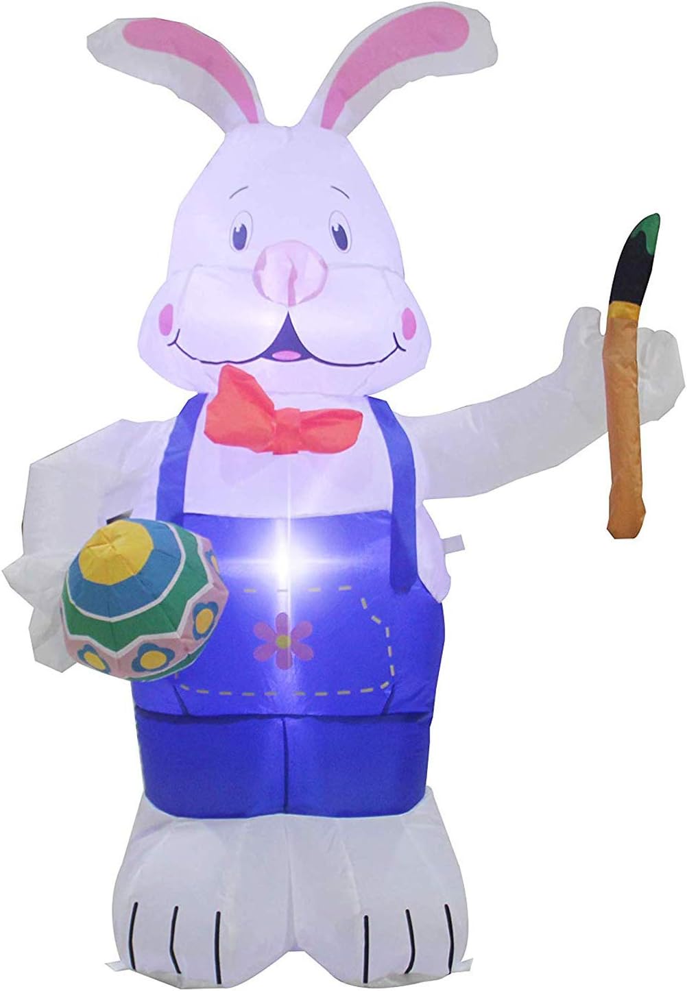 SEASONBLOW 4 Foot Party Inflatable Bunny Holding Paintbrush Lighted Outdoor Indoor Holiday Decorations Blow up Yard Lawn Inflatables Home Family Outside Decor