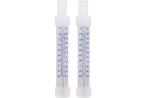 NIYANGLE 2pcs Hanging Refrigerator Thermometer with Hook, Glass Food Temperature Gauge for Freezer and Fridge