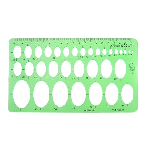 uxcell Oval Guía Plantilla Regla, 8.7 x 5.2 pulgadas, Verde Transparente
