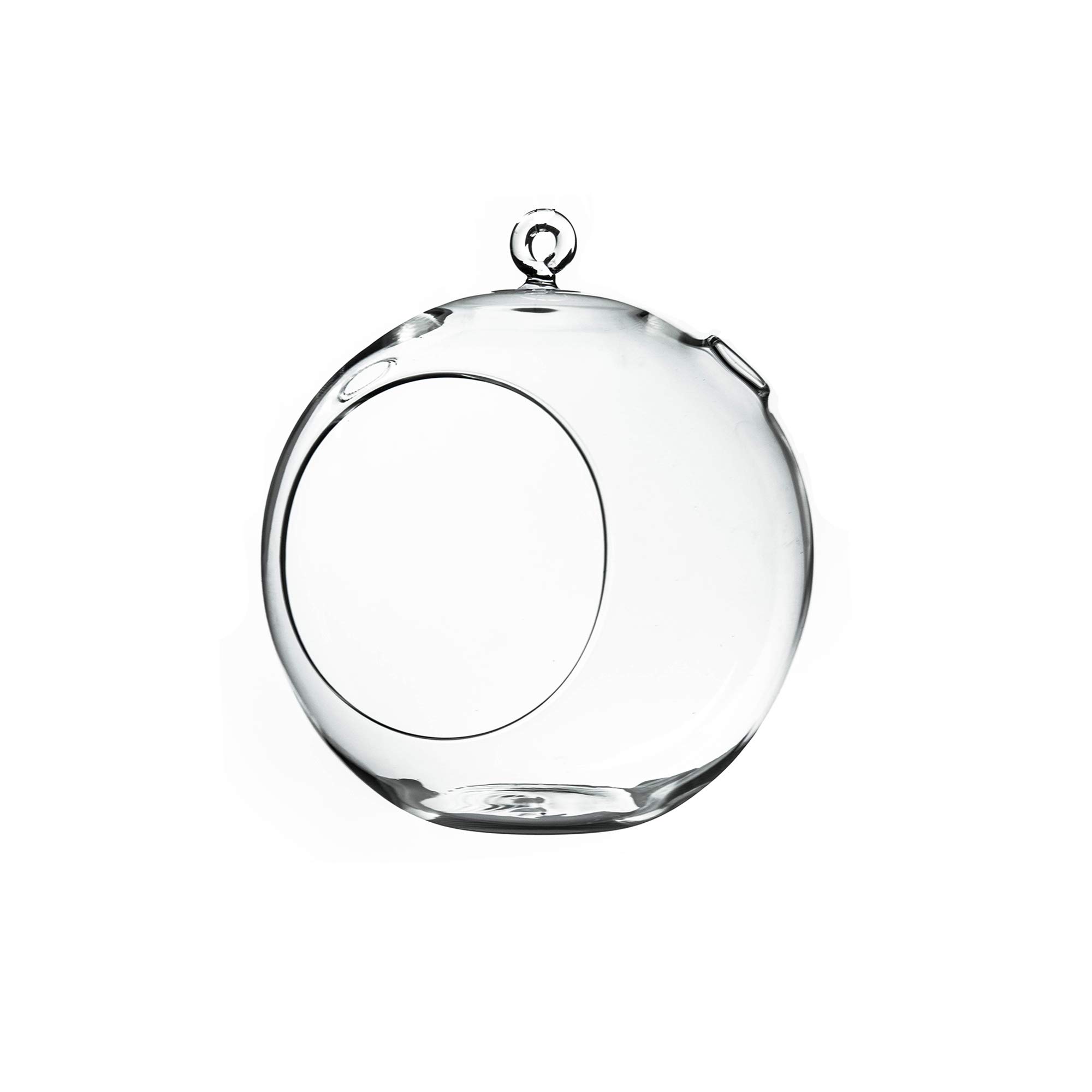 WGV Round Hanging Votive Candle Holder/Glass Orb Terrarium Vase, 7-Inch by 8-Inch, Clear