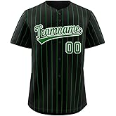 Custom Pinstripe Baseball Jersey Button Down Shirt Printed or Stitched Personalized Name Number for Men/Women/Youth