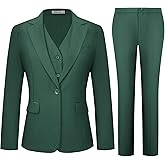 Kelyaa Women's 3 Piece Suit Lady Business Casual Office One Button Slim Fit Blazer Jacket Vest Pants Set