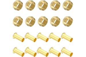 PATIKIL Brass Compression Sleeves Ferrules for 3/8 Inch OD Hose Tube, 20 Pack Brass Ferrule Brass Compression Insert Fitting 