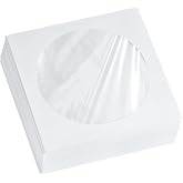 Yoodelife Thick White Paper CD, DVD, Disc Sleeves Envelope with Clear Window and Flap, 100gsm CD Sleeve Cases Paper Envelopes Holder for Media Storage, Pack of 50