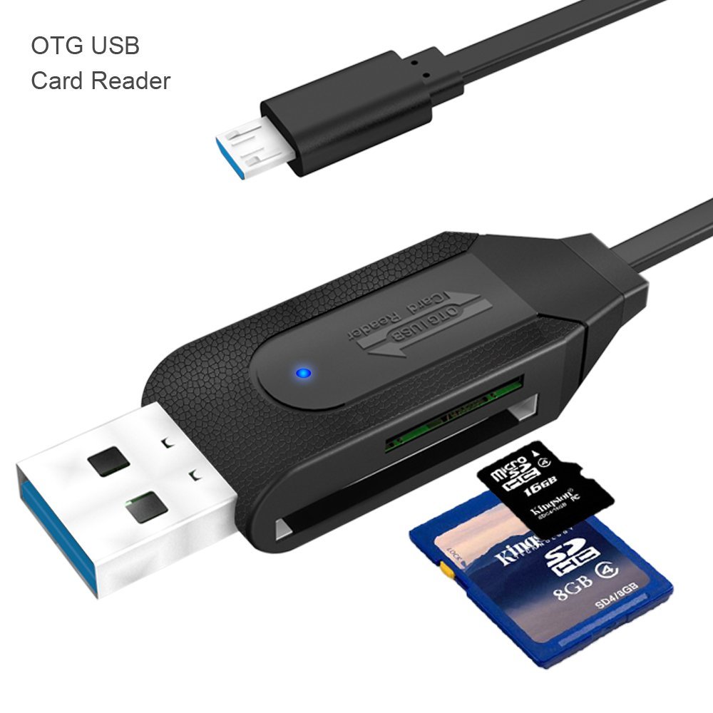 Memory Card Reader Adapter Portable Micro USB OTG Cable SD Card Reader TF SD, Micro SD, SDXC, SDHC, Micro SDXC SDHC, UHS-I for Mac, Windows, Linux, Chromebook, Android Smartphones