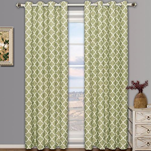 Pair of Two Top Grommet Meridian Blackout Thermal Insulated Curtain Panels, Triple-Pass Foam Back Layer, Green, Set of Two 52" by 96" Panels (104" by 96" Pair)