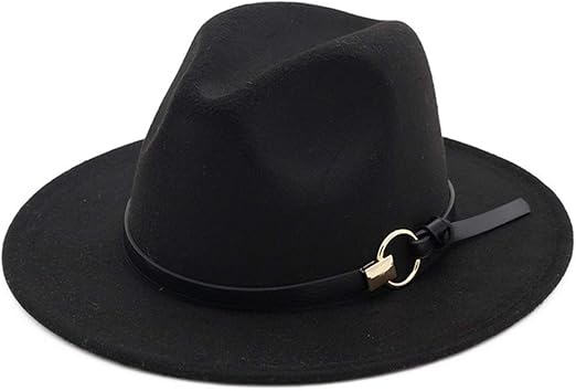 black flat wide brim hat