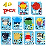MALLMALL6 40Pcs Superhero Make a Face Stickers Party Favors Games Superheroes Birthday Party Supplies Captain Sticker Comics Hero League Room Decorations Wall Decals DIY Crafts for Kids Boys Girls
