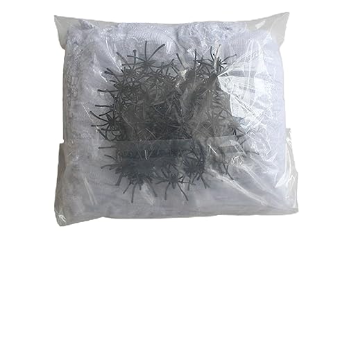 Halloween Spider Web, Artificial Fabric Webbing Halloween Decor for Indoor and Outdoor Stretchy Fake Cob Web and Spiders Garden Haunted House Decoration White